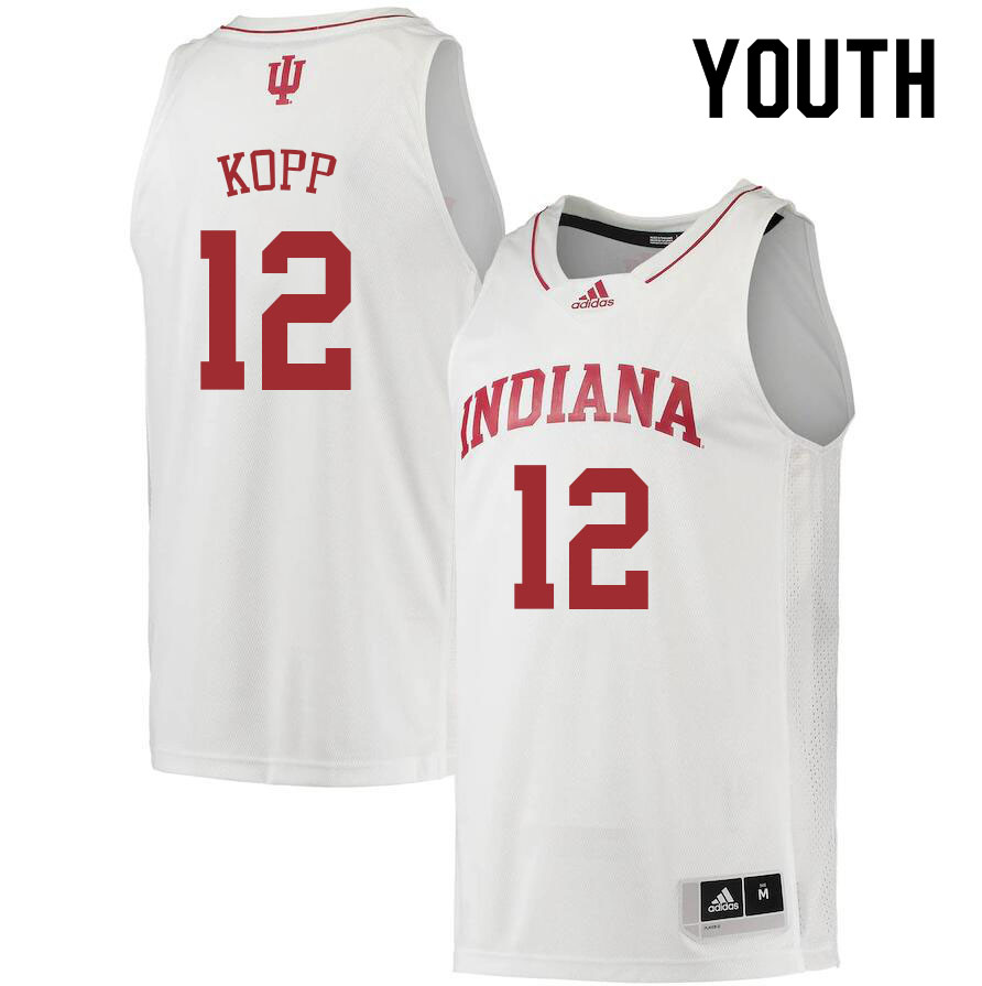 Youth #12 Miller Kopp Indiana Hoosiers College Basketball Jerseys Sale-White